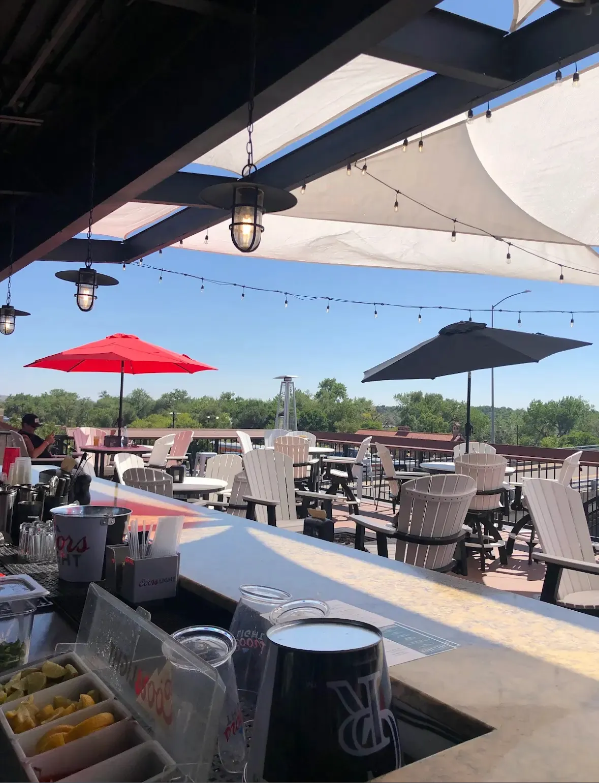 Whitewater Rooftop Social patio with mountain views
