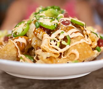 Wonton nachos appetizer